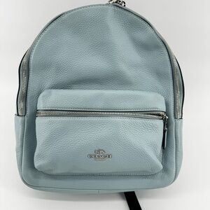Coach Charlie Medium Backpack F30550 Light Blue Leather NWOT